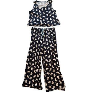 NWT Pillow Talk Womens Dog Pajama Set LARGE Tank Top Pants Cozy Cute Hearts Cute